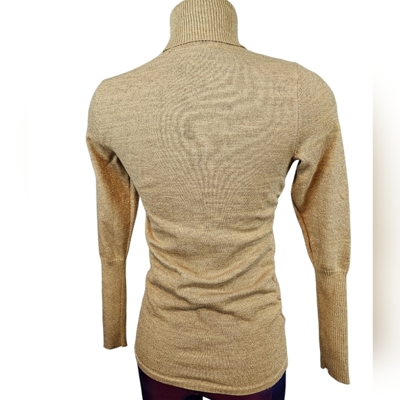 Maggie by Magaschoni Gold Form Fitting Turtleneck Sweater Size XS Women's N27 - Picture 5 of 9